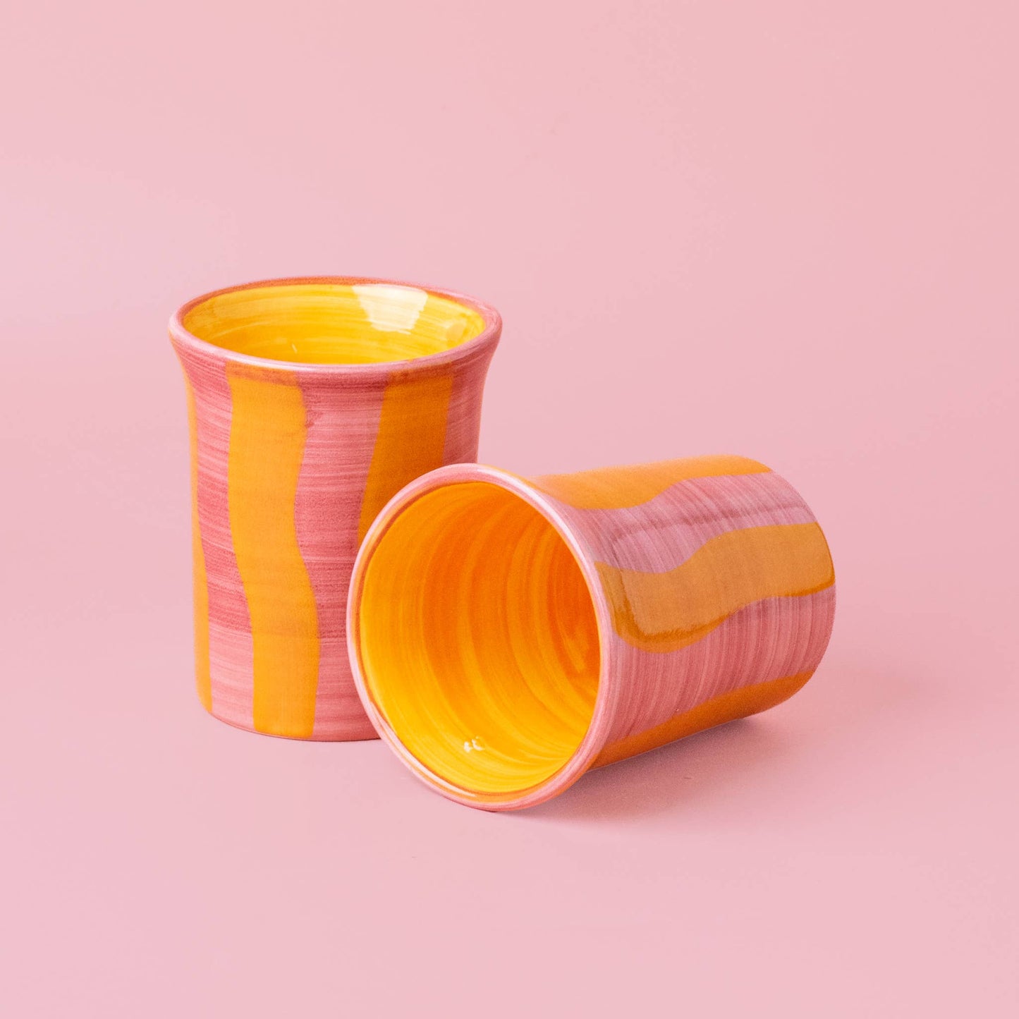 Frühstückstasse aus Keramik 250 ml/Pepa Pink and Yellow Stripes
