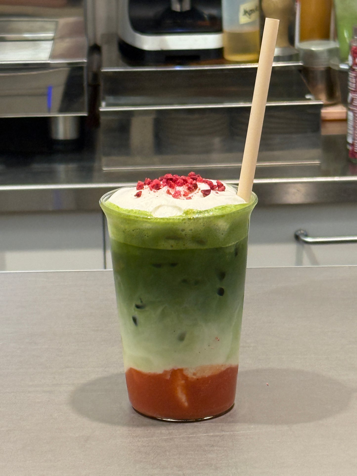 Rhubarb Matcha Latte